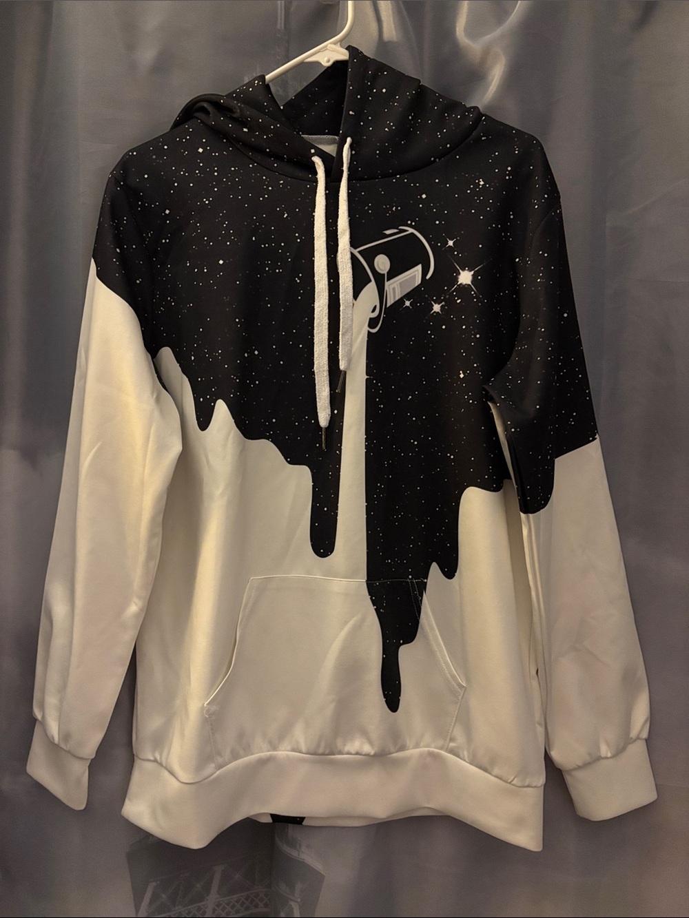 Black & White Drip Print Hoodie